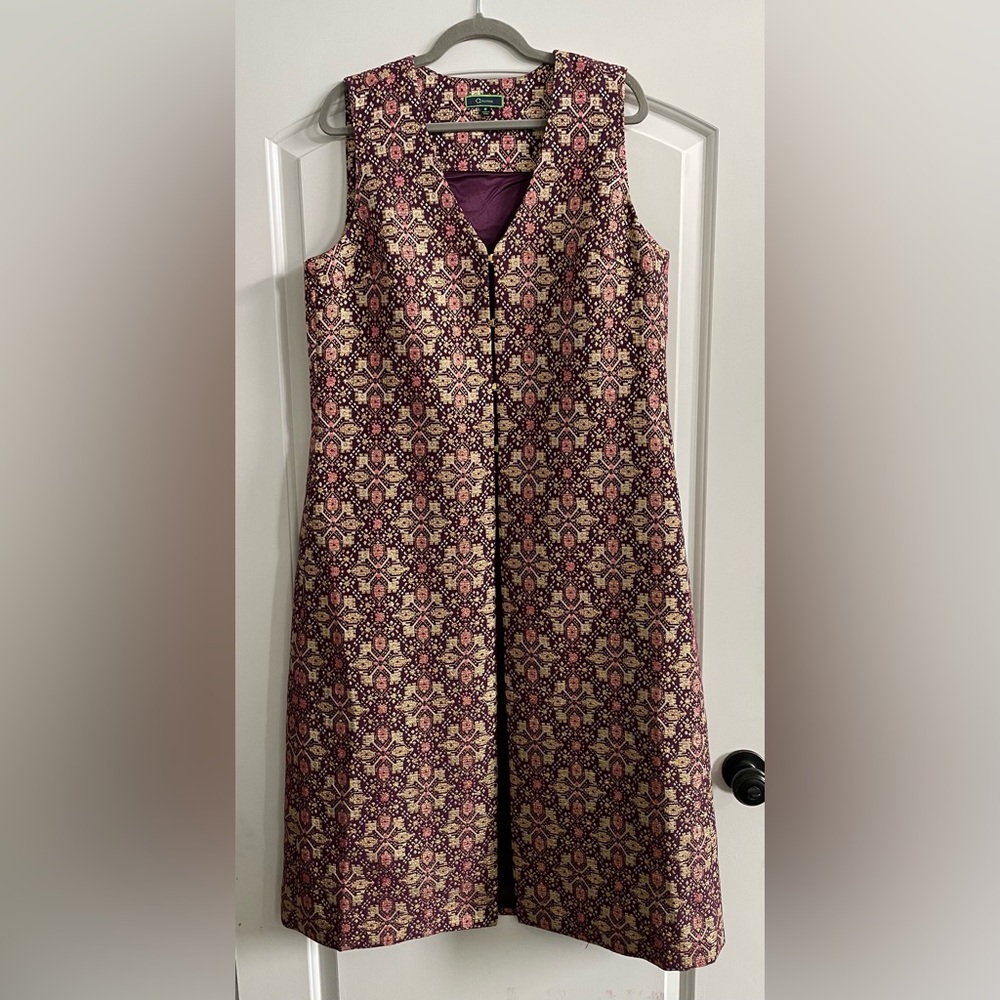 Brown Cream A-Line Sleeveless V-Neck Vest